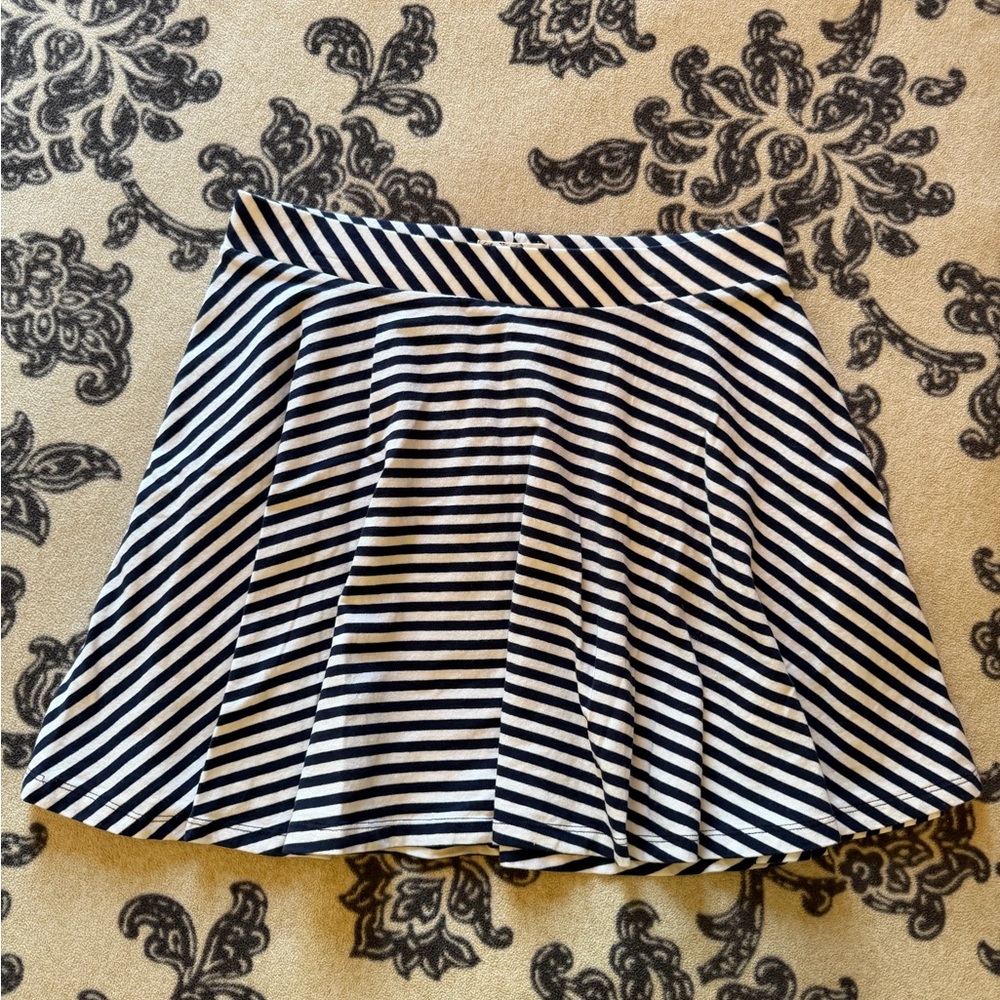 Striped Navy and White Flared Skirt